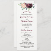 Bourgogne Roos Peach Peony bruiloft programma's (Voorkant / Achterkant)