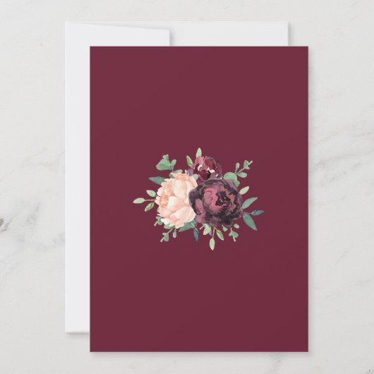 Bourgogne Roos Peach Peony Vrijgezellenfeest Kaart (Achterkant)