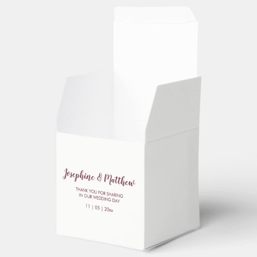 Bourgogne Roos Perzik Pioen Bloemenbruiloft Bedankdoosjes (Geopend)