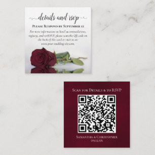 Bourgogne Roos Posh Wedding Details & RSVP QR Code Informatiekaartje