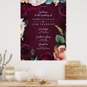 Bourgogne Roos Ranunculus Bruiloft Welkom Poster (Keuken)