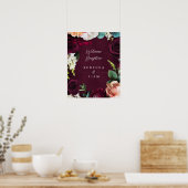 Bourgogne Roos Ranunculus Bruiloft Welkom Poster (Keuken)