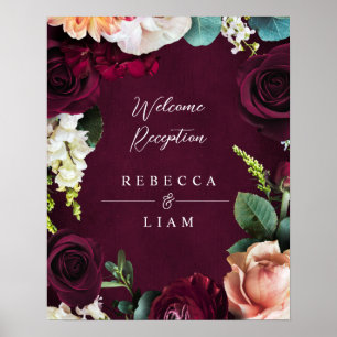 Bourgogne Roos Ranunculus Bruiloft Welkom Poster