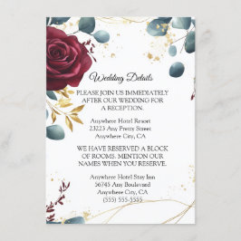 Bourgogne Roos Spring Summer Wedding Enclosure Kaa Informatiekaartje