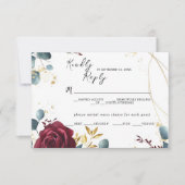 Bourgogne Roos Spring Summer Wedding Response Kaar RSVP Kaartje (Voorkant)
