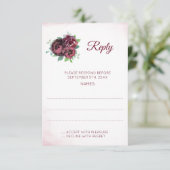 Bourgogne Rose Boeket Bruiloft Antwoord Kaarten (Staand voorkant)