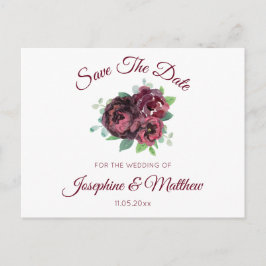 Bourgogne Rose Boeket Save the Date Aankondigingskaart