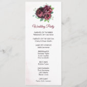 Bourgogne Rose Boeket Trouwceremonie Programmakaart (Achterkant)