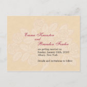 Bourgogne Rosebush op Cream Save the Date Briefkaa Aankondigingskaart (Achterkant)