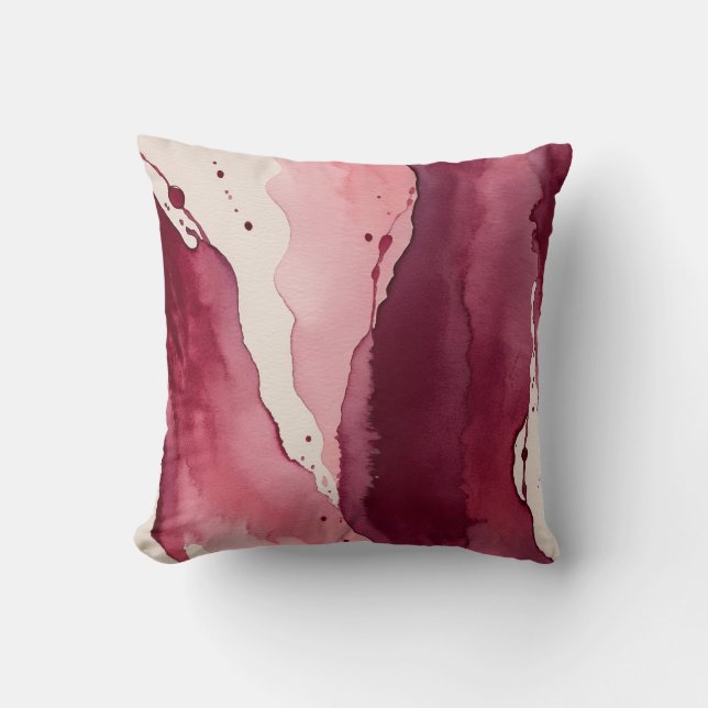 Bourgogne, Rosewood roze en zacht ivoor waterverf Kussen (Voorkant)