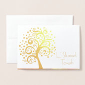 Bourgogne Rosh Hashanah Tree Life Foto Echt goud Folie Kaarten (Voorkant met envelop)