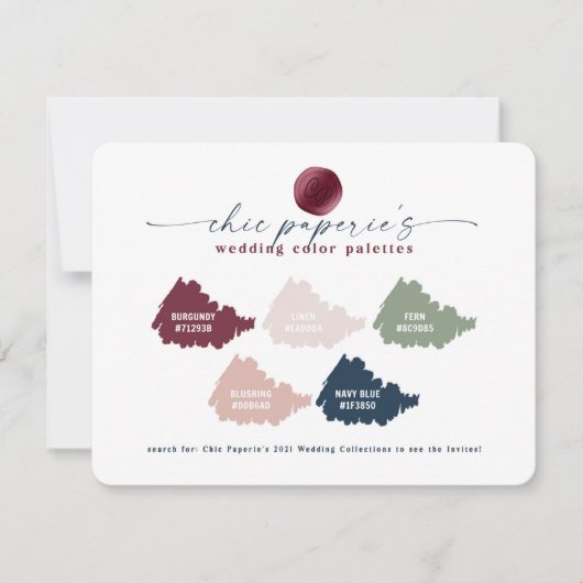 Bourgogne & Roze 2021 Wedding Color Palette Kaart (Voorkant)