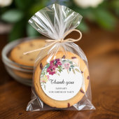 Bourgogne Roze Bloemen 70e Verjaardag Dank u Ronde Sticker