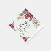 Bourgogne Roze Bloemen 70ste Verjaardag Servet (Hoek)