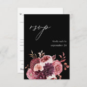 Bourgogne & Roze Bloemen 8B W Maaltijd RSVP - Zwar (Voorkant / Achterkant)