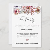 Bourgogne Roze Bloemen Boeket Tea Party Kaart (Voorkant)