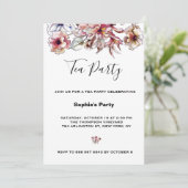 Bourgogne Roze Bloemen Boeket Tea Party Kaart (Staand voorkant)