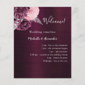 Bourgogne roze bloemen bruiloft programma (Voorkant)