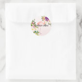 Bourgogne Roze Bloemen Flamingo waterverf Ronde Sticker (Tas)