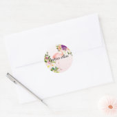 Bourgogne Roze Bloemen Flamingo waterverf Ronde Sticker (Envelop)