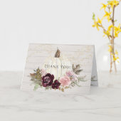 Bourgogne Roze Bloemen Goud Wit Pompoen Dank u Kaart (Gele Bloem)