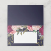 Bourgogne Roze Bloemen Marine Trouwplaats Kaart Plaatskaartje (Buitenkant ongevouwen)