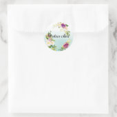 Bourgogne Roze Bloemen Mint Ombre Waterverf Ronde Sticker (Tas)