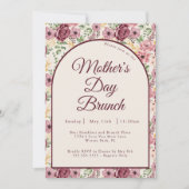 Bourgogne Roze Bloemen Moederdag Brunch Kaart (Voorkant)