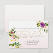 Bourgogne Roze Bloemen RSVP Kaartje (Voorkant / Achterkant)