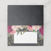 Bourgogne roze bloemenkrijtbord trouwplaats kaart plaatskaartje (Buitenkant ongevouwen)