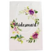 Bourgogne roze bloemig medium cadeauzakje (Voorkant)