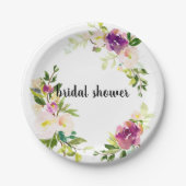 Bourgogne roze bloemig papieren bordje (Voorkant)