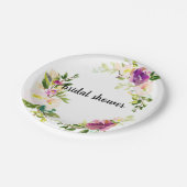 Bourgogne roze bloemig papieren bordje (Gekanteld)