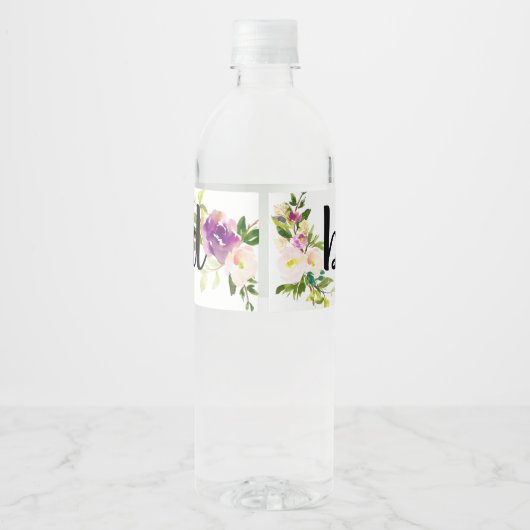 Bourgogne roze bloemig waterfles etiket (Achterkant)