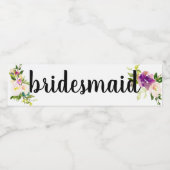 Bourgogne roze bloemig waterfles etiket (Enkel label)