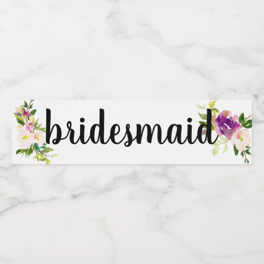 Bourgogne roze bloemig waterfles etiket (Enkel label)