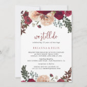 Bourgogne roze bloemig We doen nog steeds gelofte Kaart (Voorkant)