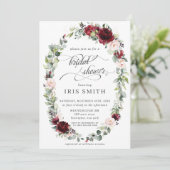 Bourgogne Roze Blush Bloemen Groen Vrijgezellenfee Kaart (Staand voorkant)