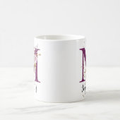 Bourgogne Roze Blush Bloemen Letter M Monogram Koffiemok (Center)