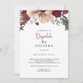 Bourgogne Roze Blush Bloemen Spaans Vrijgezellenfe Kaart (Voorkant)