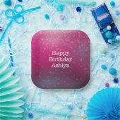 Bourgogne Roze Bokeh Harten Verjaardag Papieren Bordje (Feest)