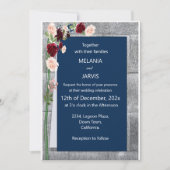 Bourgogne Roze Bos Groene Marine Blush Wedding Kaart (Voorkant)