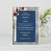 Bourgogne Roze Bos Groene Marine Blush Wedding Kaart (Staand voorkant)