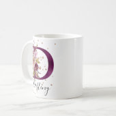 Bourgogne Roze Crème Bloemen Letter D Monogram Koffiemok (Voorkant links)