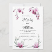 Bourgogne roze elegante orchidee bloemenbruiloft kaart (Voorkant)