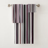 Bourgogne, roze en grijze Abstracte strepen Bad Handdoek (Insitu)