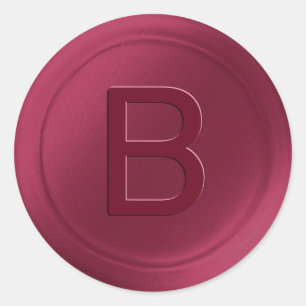 Bourgogne Roze Enkele Letter Wax Seal Look Sticker
