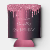 Bourgogne roze glitter druipt verjaardagsfeestje blikjeskoeler (Achterkant)