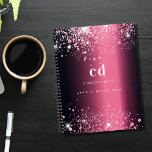 Bourgogne roze glitter monogram 2025 planner<br><div class="desc">Een bordeauxrode achtergrond met roze faux glitterstof. Personaliseer en voeg uw monogram initialen,  naam en een jaar 2023 (of elk jaar)</div>