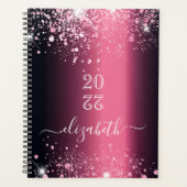 Bourgogne roze glitter naam planner (Voorkant)